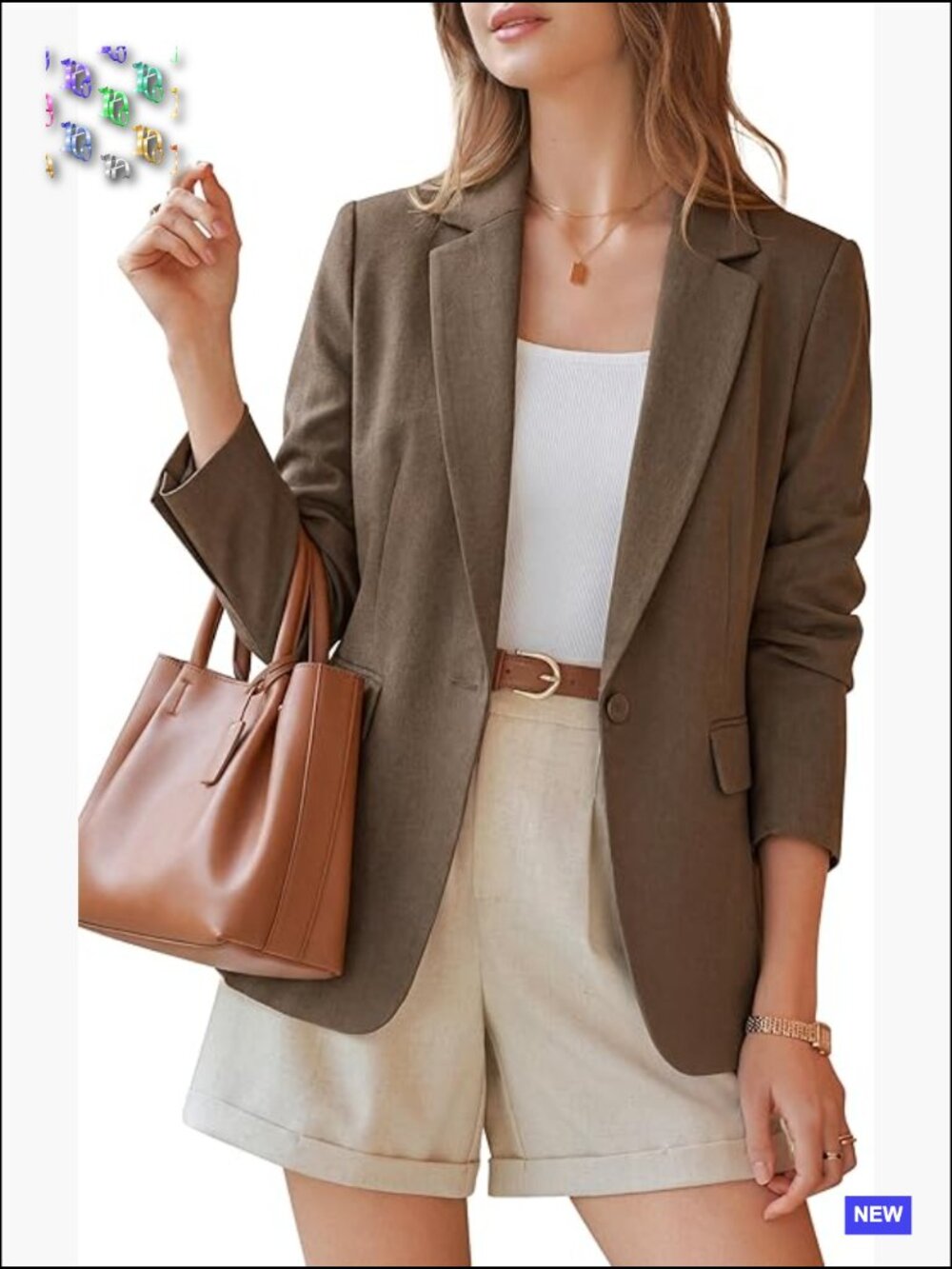 Linen Blend Blazer Notched Lapel Open Front Business Casual Chic Work Wear